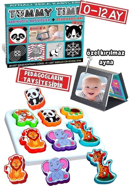 Luxury Tummy Time Aynalı Zeka Kartları Neşeli Dostlar Hayvanlar Bultak Set 1 Adet