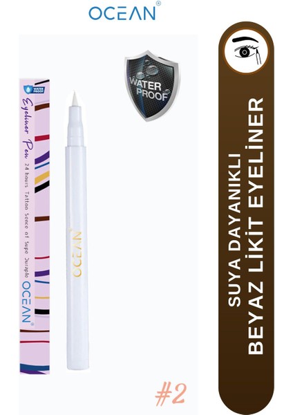 Luxury Beyaz Eyeliner, Likit Kalem Eyeliner, Suya Dayanıklı, Yoğun Pigmentli 1 Adet