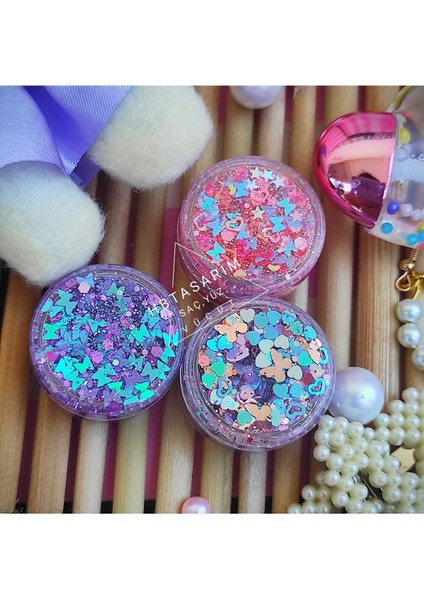 Luxury Renkli-Glitter Krem Far Yüz ve Vücut Simi Far Set 1 Adet