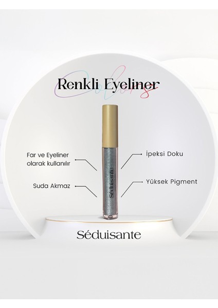 Luxury Simli Gümüş Renkli Eyeliner ve Far 1 Adet