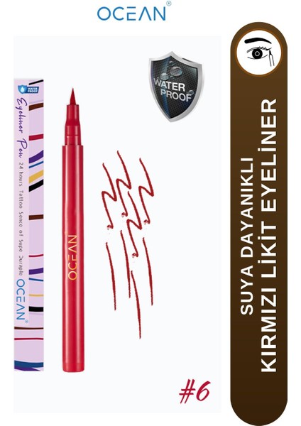 Luxury Kırmızı Eyeliner, Likit Kalem Eyeliner, Suya Dayanıklı, Yoğun Pigmentli 1 Adet