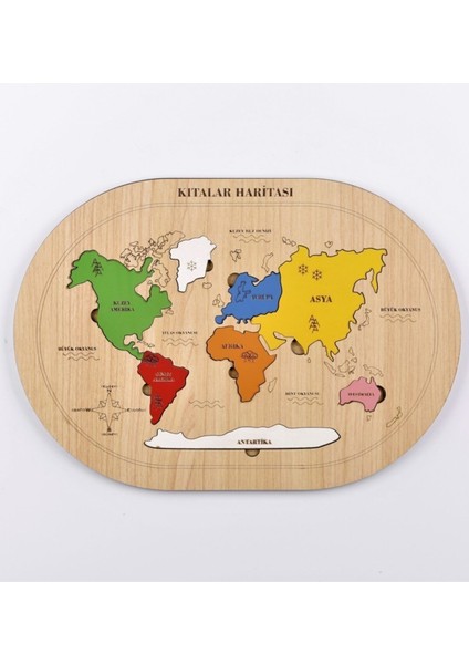 Luxury Ahşap Dünya Kıtalar Haritası Montessorie Bul Tak Puzzle 1 Adet