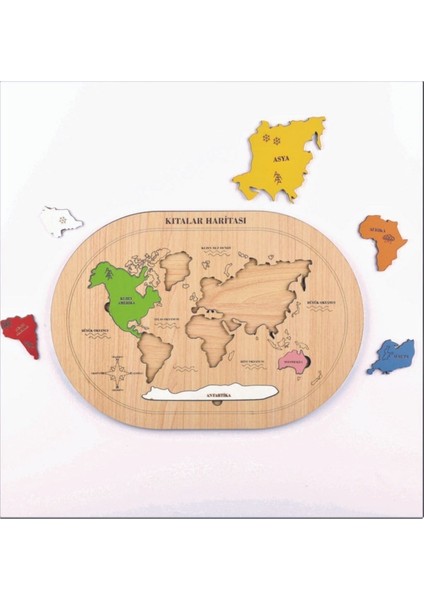 Luxury Ahşap Dünya Kıtalar Haritası Montessorie Bul Tak Puzzle 1 Adet fiyatları