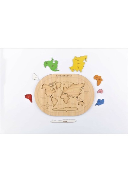 Luxury Ahşap Dünya Kıtalar Haritası Montessorie Bul Tak Puzzle 1 Adet fırsatları