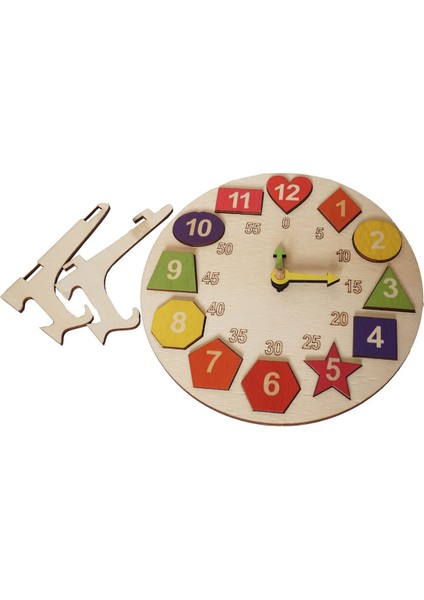 Luxury Ahşap Saat, Geometrik Renkli Şekiller, Bul Tak Puzzle 1 Adet modelleri