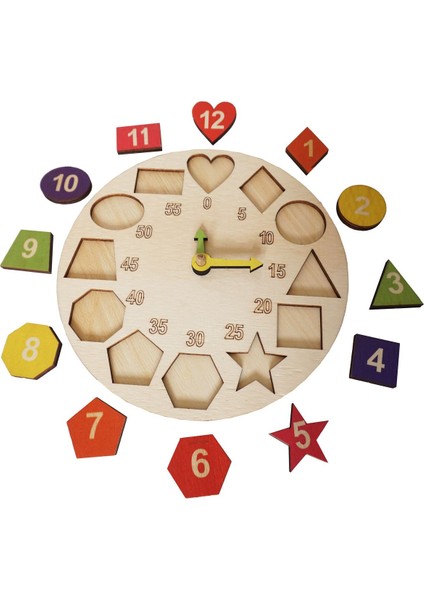 Luxury Ahşap Saat, Geometrik Renkli Şekiller, Bul Tak Puzzle 1 Adet fırsatları