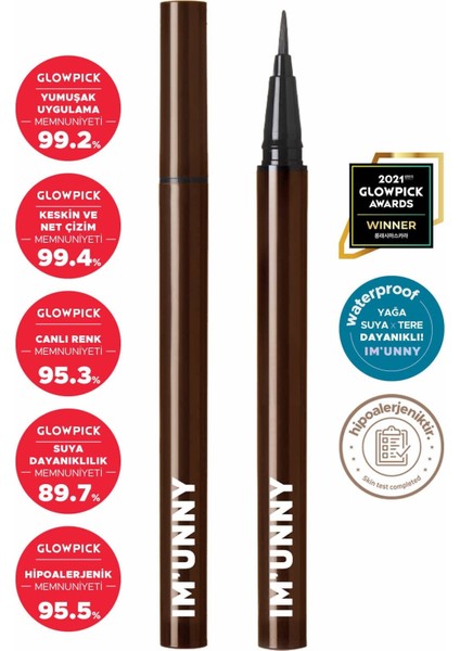 Luxury Suya Dayanıklı Kahverengi Eyeliner Skinny Fit Art Liner (A02 Deep Brown) 1 Adet