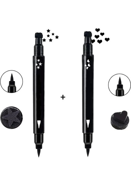Luxury Çift Uçlu Eyeliner Yıldız ve Kalp Desenli 2li Ekonomik Set 1 Adet