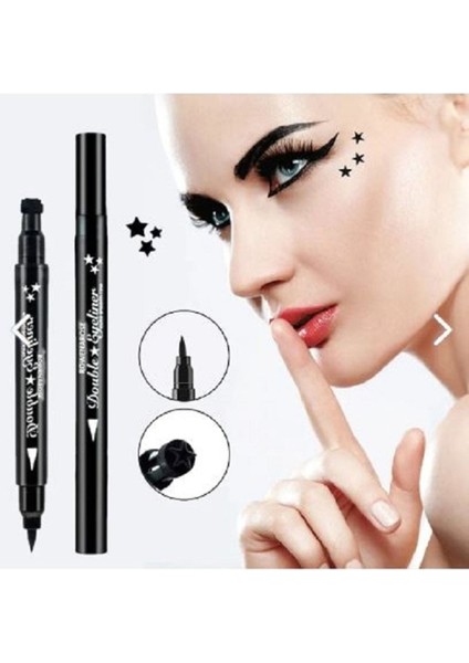 Luxury Siyah Desenli Çift Uçlu Yıldız Eyeliner 1 Adet