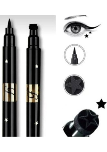 Luxury Siyah Desenli Çift Uçlu Yıldız Eyeliner 1 Adet