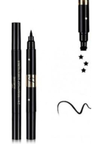 Luxury Siyah Desenli Çift Uçlu Yıldız Eyeliner 1 Adet