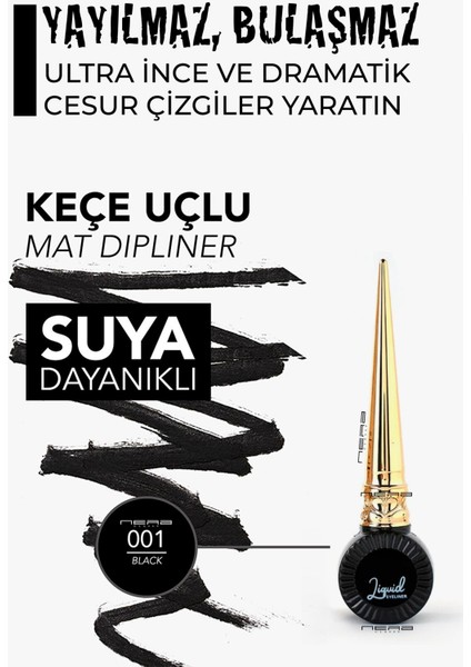 Luxury Pro Suya Dayanıklı Siyah Eyeliner, Liquid Eyeliner (Siyah), Waterproof Eyeliner 1 Adet