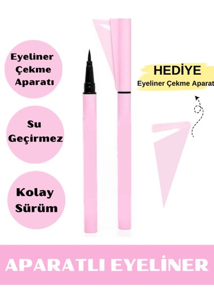 Luxury Siyah Kalem Eyeliner - Eyeliner Çekme Aparatlı - Eyeliner Çekme Aparatı Dahil 1 Adet