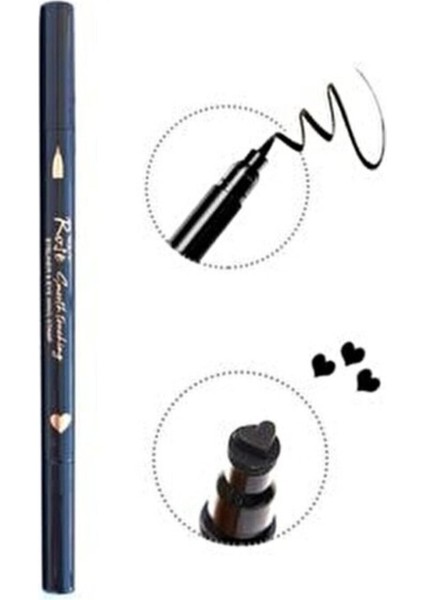 Luxury Bir Tarafı Kalem Bir Tarafı Kalp Baskılı Eyeliner 1 Adet
