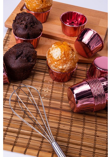 Luxury Rose Gold Parlak Kaplama 25'li Kek Kalıbı Fırında Dağılmayan 6.5x4 cm Muffin Cupcake Stand Kapsülü 1 Adet