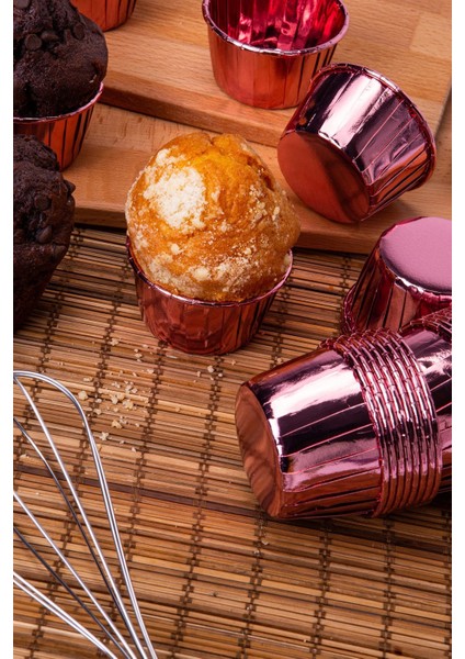 Luxury Rose Gold Parlak Kaplama 25'li Kek Kalıbı Fırında Dağılmayan 6.5x4 cm Muffin Cupcake Stand Kapsülü 1 Adet