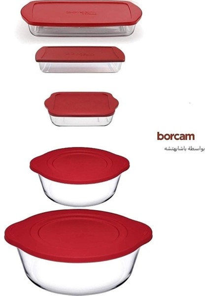 Luxury Borcam Kapaklı 5 Prç Çeyiz Seti 59001-59123-59006-59124-59854 Kırmızı Kapaklı 5parçaborcam 1 Adet fiyatları