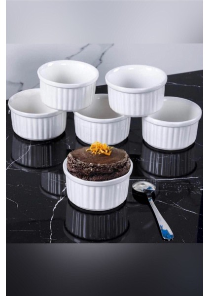 Luxury 9 cm Porselen Sufle Takımı 6’lı Set - Çok Amaçlı, Dayanıklı, Şık Sufle & Çerezlik & Kahvaltılık 1 Adet