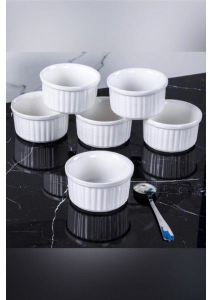 Luxury 9 cm Porselen Sufle Takımı 6’lı Set - Çok Amaçlı, Dayanıklı, Şık Sufle & Çerezlik & Kahvaltılık 1 Adet