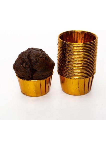 Luxury Gold Parlak Kaplama 25'li Kek Kalıbı Fırında Dağılmayan 6.5x4 cm Altın Sarısı Muffin Cupcake Kapsülü 1 Adet