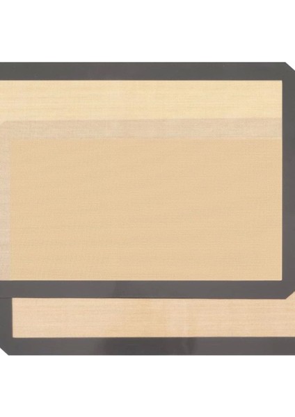 Luxury 2 Adet Gri Renk Silikon Kenar Ortası Cam Elyaf Yanmaz Yapışmaz Pişirme ve Hamur Açma Matı 40*30 cm 1 Adet modelleri