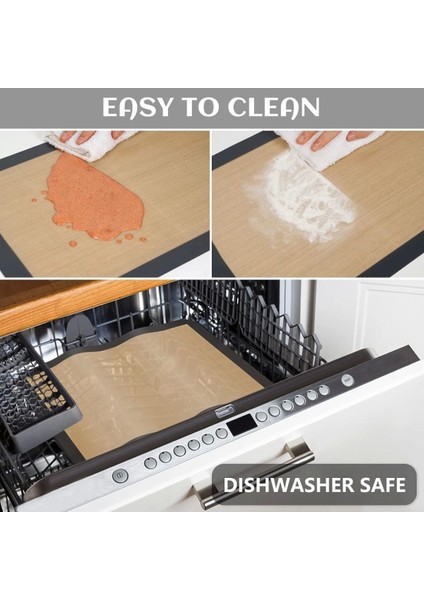 Luxury 2 Adet Gri Renk Silikon Kenar Ortası Cam Elyaf Yanmaz Yapışmaz Pişirme ve Hamur Açma Matı 40*30 cm 1 Adet fırsatları
