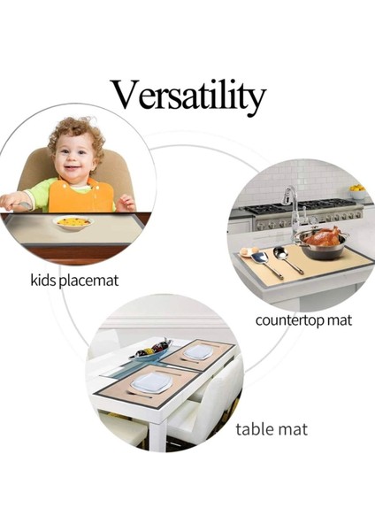 Luxury 2 Adet Gri Renk Silikon Kenar Ortası Cam Elyaf Yanmaz Yapışmaz Pişirme ve Hamur Açma Matı 40*30 cm 1 Adet indirimleri