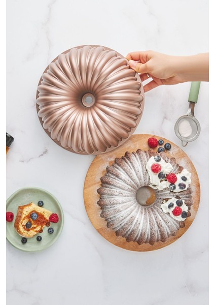 Luxury 1 Parça Cake Pro Dilimli Rosegold Döküm Kek Kalıbı Pembe Standart Döküm 1 Adet