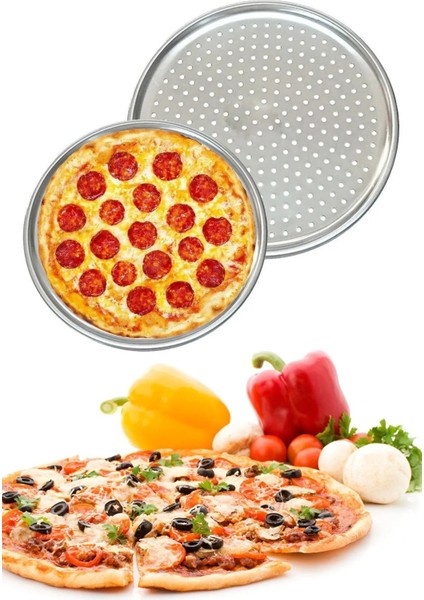 Luxury 36CM Pizza ve Lahmacun Tepsisi | Delikli Pizza ve Lahmacun Tepsisi Lahmacun Pide Tepsisi 1 Adet