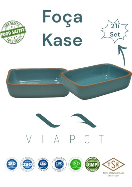 Luxury Foça Güveç Fırın Tepsi Küçük Tam Sırlı 2 Adet Çömlek 16,5X12X4,5CM 450ML - Turkuaz 1 Adet