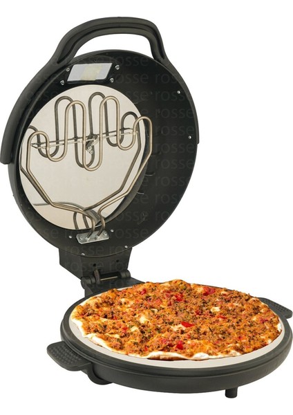 Luxury Camlı Doğal Pizza Taş Fırını 7 Parca Hediyeli** Siyah** 1 Adet