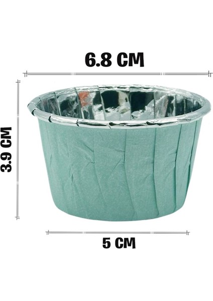 Luxury Mint Turkuaz Silver Puantiyeli Muffin Kek Kapsülü 50LI - V 1 Adet modelleri