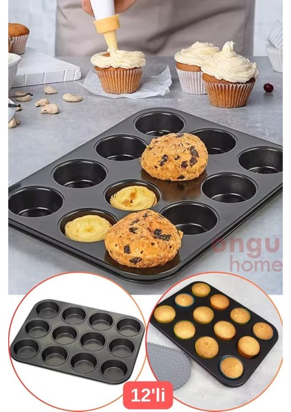 Luxury Yapışmaz 12'li Muffin Kek Kalıbı Kek Kalıbı Tepsisi 1 Adet