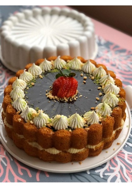 Luxury Granit Döküm Tart Kalıbı Krem 26 cm 1 Adet
