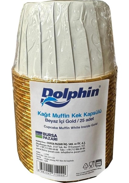 Luxury Muffin Kağıt Karton Altın Beyaz Cupcake Kek Kalıbı Kapsülü Kabı - 25 Adetlik 3 Paket 1 Adet