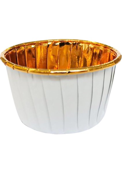 Luxury Muffin Kağıt Karton Altın Beyaz Cupcake Kek Kalıbı Kapsülü Kabı - 25 Adetlik 3 Paket 1 Adet