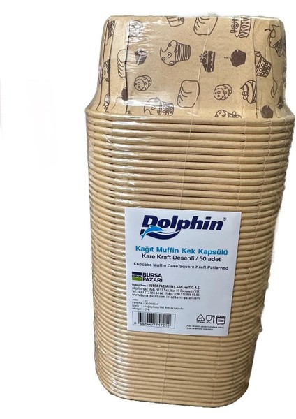Luxury Muffin Kare Kağıt Kraft Desenli Sarı Kek Kalıbı Kapsülü Kabı - 50 Adetlik 10 Paket 1 Adet