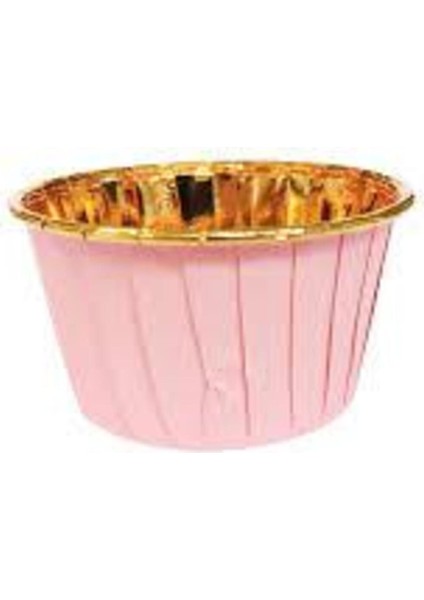 Luxury Muffin Kağıt Karton Altın Pembe Cupcake Kek Kalıbı Kapsülü Kabı - 25 Adetlik 5 Paket 1 Adet