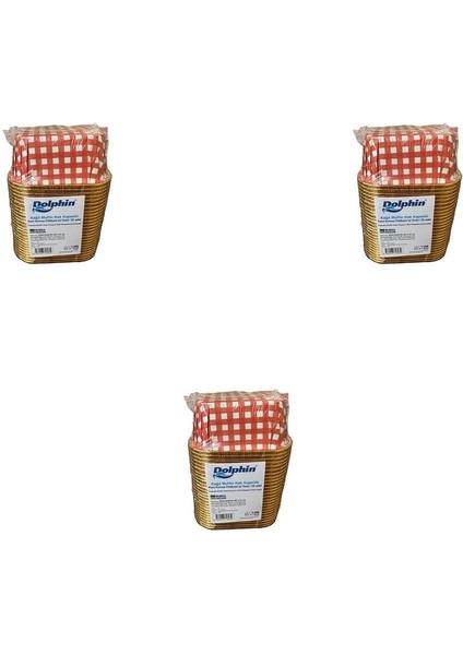 Luxury Muffin Kare Kağıt Kırmızı Puantiyeli Altın Kek Kalıbı Kapsülü Kabı - 25 Adetlik 3 Paket 1 Adet