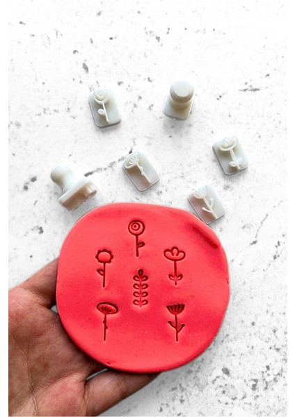 Luxury Abstract Çiçek Polimer Kil Seramik Hamuru Mini Damga Seti - 1,7cm 1 Adet