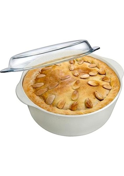 Luxury Cem 3150CC, PB-59013-GR Tencere, Krem Kapaklı Yuvarlak Non-Stick Cam Yeni Shop 1109836 1 Adet