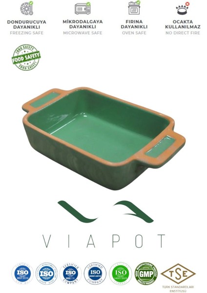 Luxury Buca Fırın ve Sunum Tepsisi 450 ml - Tam Sırlı 22*11*4,5 cm - Yeşil 1 Adet