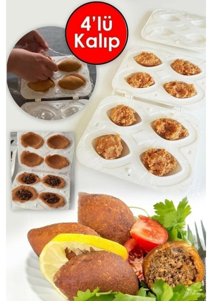 Luxury Pratik 4'lü Içli Köfte Kalıbı - Içli Köfte Kalıbı Aparatı - Içli Köfte Hazırlama Aparatı 4 Lü 1 Adet