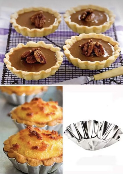 Luxury 6 Adet - Mini Tart Kalıbı Çiçek Model / Kek Kalıbı/ Metal Paslanmaz / Mutfak 1 Adet