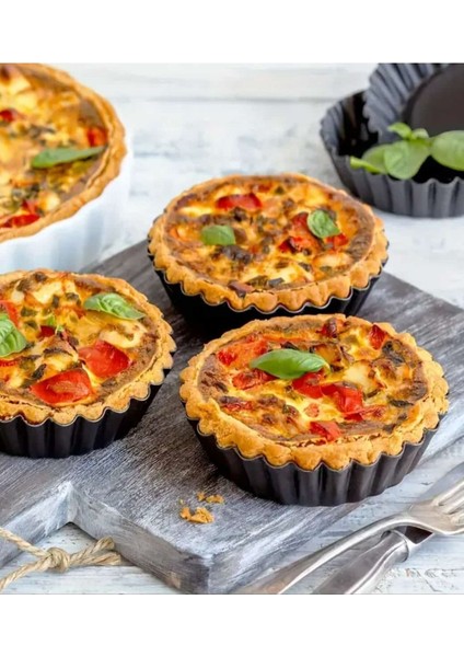 Luxury (5ADET)ÇIKARILABILIR Taban Mini Tart Kalıbı Yapışmaz Cupcake Muffin Kalıbı Turta, Peynirli Kek,tatlı 1 Adet