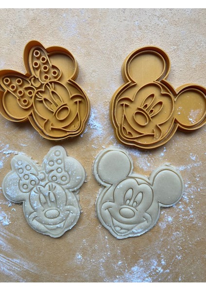 Luxury Mickey & Minnie Mouse Temalı 2’li Kurabiye & Şeker Hamuru Kalıbı Seti 1 Adet