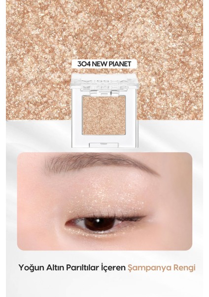 Luxury Kalıcı, Topaklanma Yapmayan, Simli Tekli Far Modern Shadow Glitter (304 New Planet) 1 Adet