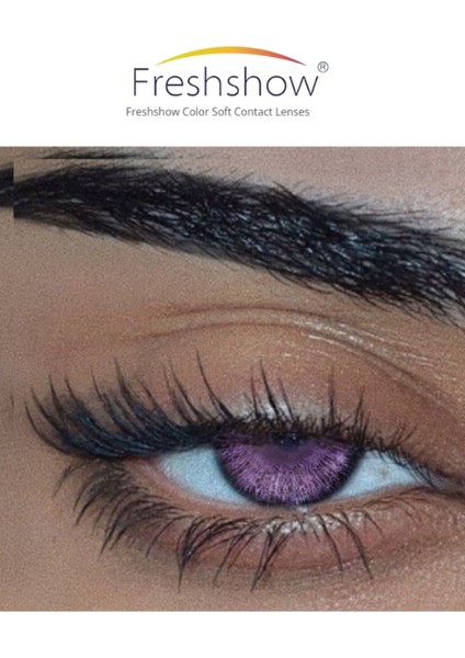 Luxury Mor/ Renkli Mor Ametist Hareli Göz Kirpik Lens / Yıllık/lens Kabı ve Solüsyon Hediyeli 1 Adet