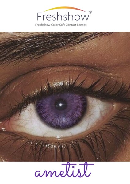 Luxury Mor/ Renkli Mor Ametist Hareli Göz Kirpik Lens / Yıllık/lens Kabı ve Solüsyon Hediyeli 1 Adet