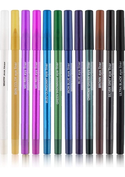 Luxury 12 Renkli Neon Eyeliner Yağlı Göz Kalemi Seti 1 Adet